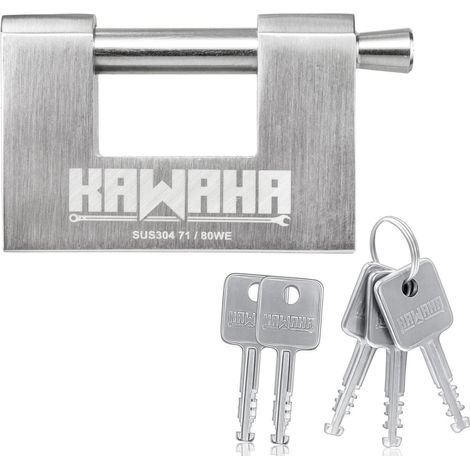 D-förmiges Vorhängeschloss Edelstahl 80mm, 5 Schlüssel, robust, wetterfest