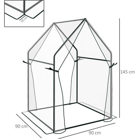 Gewächshaus Frühbeet Treibhaus, 90 cm x 90 cm x 145 cm, Transparent +Schwarz (1/5)