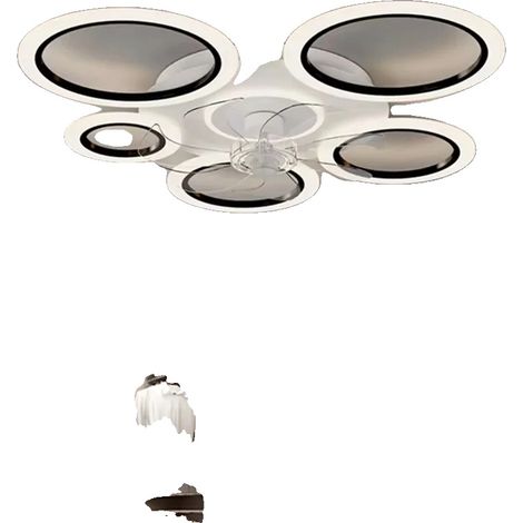 Ventilador de techo, 6 velocidades, luz LED regulable, negro. (1/2)