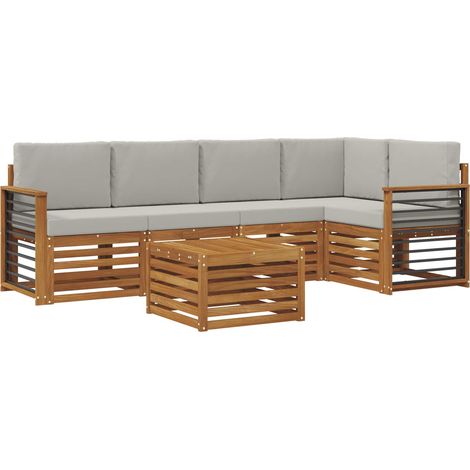Sectional Sofa Set with Cushion 6 pcs Natural and Light Grey vidaXL (1/5)