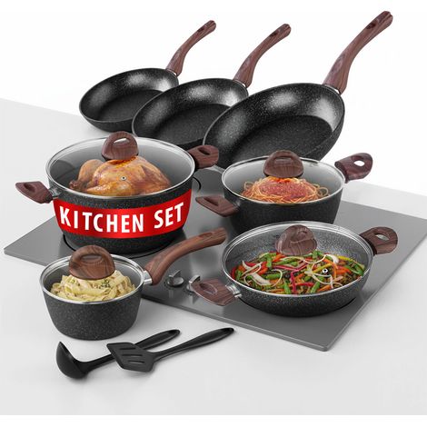 Geschirrset MagicHome Black Marble Line, 13-teilig