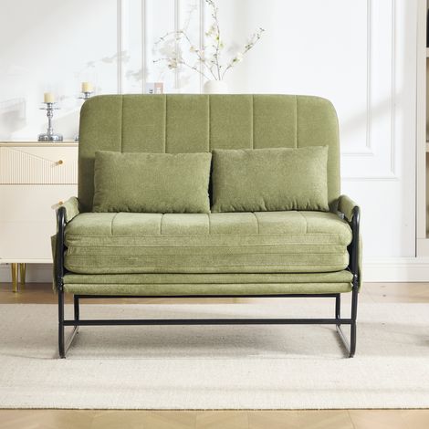 DESMIU Fauteuil Convertible 2 Places avec Poches Latérales et Coussin Lombaire, en Chenille, Vert Olive (1/5)