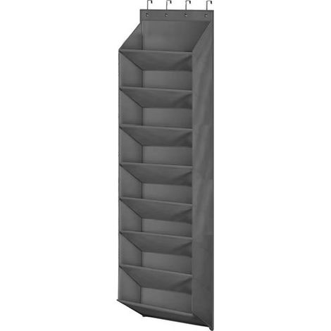 Wandmontiertes Schuhregal – Aufbewahrungsregal hinter der Tür – bietet Platz für 24 Paar Schuhe – 164 x 42 x 19,5 cm – Grau (1/5)