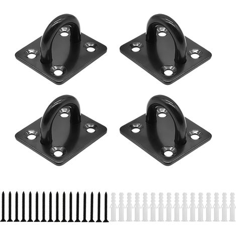 4 pièces Plaque à œillets rectangulaire et Mousquetons en Acier Inoxydable 304 Plaque à Oeillet Durable pour Bateau Plafond Mural Balançoire Hamac Marine (1/5)