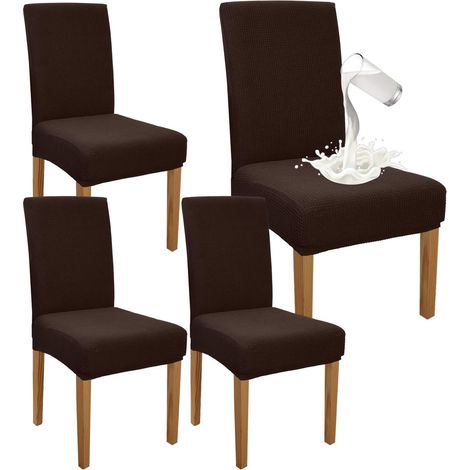 Housse de chaise imperméable pour salle à manger, lot de 4, housses de chaise extensibles à dossier haut pour salle à manger, protège-chaises amovibles pour banquet, cuisine, fête (1/5)