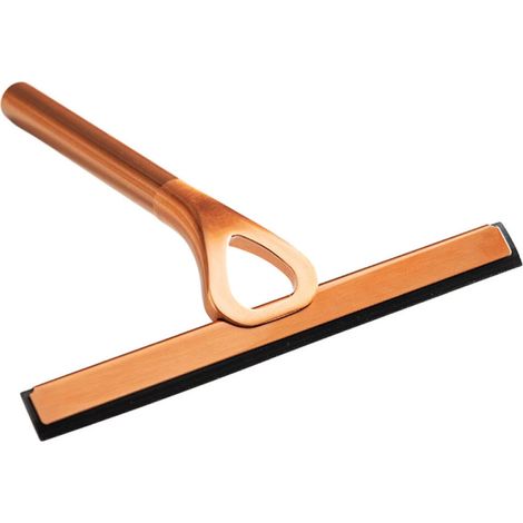 Grattoir de douche en acier inoxydable 304 et silicone, multifonctionnel, nettoyant pour miroir de salle de bain, couleur bronze. (1/4)
