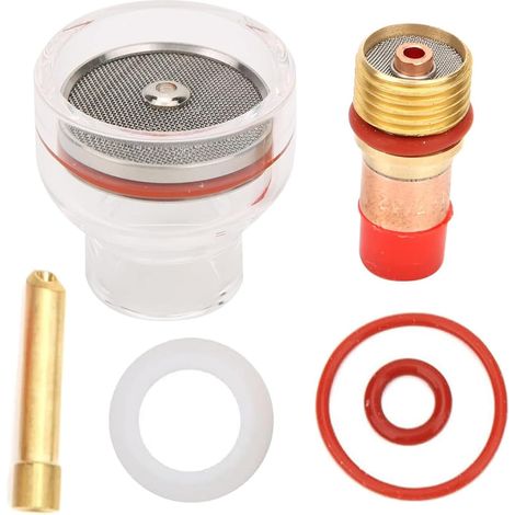 6 Pièces Ensemble Torche Kit pour WP-17/18/26, Accessoires Cup Glass Collet Lens Gas Torch Tig, Collier Protection Fluide Guide Filtre, Équipement Soudage avec Anneau Silicone, Joint Caoutchouc(2.4mm) (1/5)
