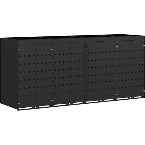 Wheelie Bin Storage for 4 Bins Black 272 x 77.5 x 121.5 cm vidaXL