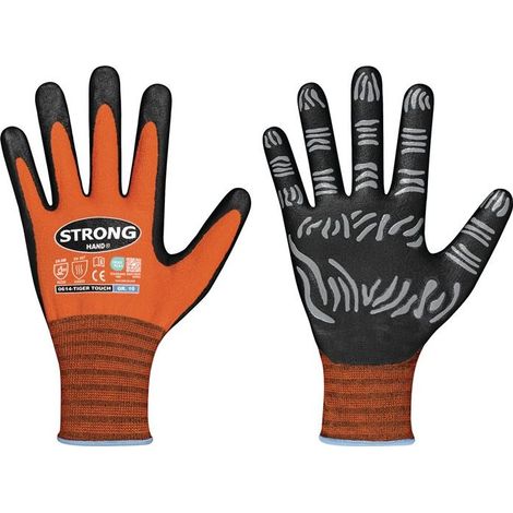 STRONGHAND Handschuhe TIGER TOUCH Gr.9 orange/schwarz 92% PA/8% Elastan,Nitrilschaum (1/4)