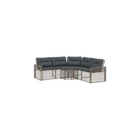 Canapé de jardin et coussins et repose-pied en forme de L rotin (1/5)