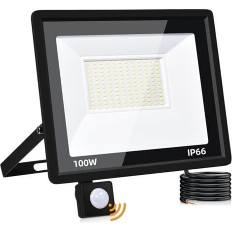 100-W-LED-Flutlicht für den Außenbereich mit Bewegungsmelder, 10.000-lm-LED-Strahler für den Außenbereich mit Bewegungsmelder, 6500 K kaltweiße Außenbeleuchtung, IP66 wasserdichte Außenleuchte für Gar (1/4)