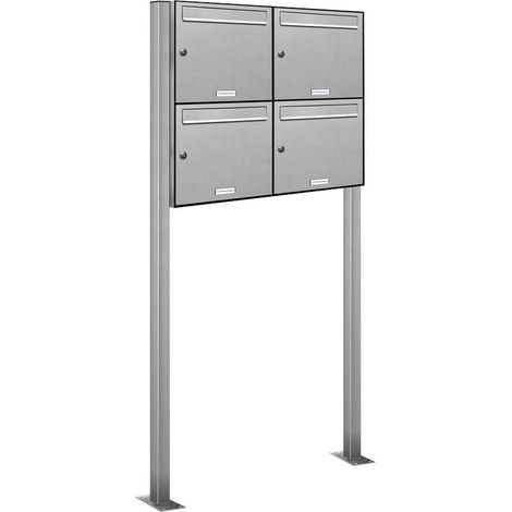 4er V2A Edelstahl Standbriefkasten Anlage Freistehend (1/5)