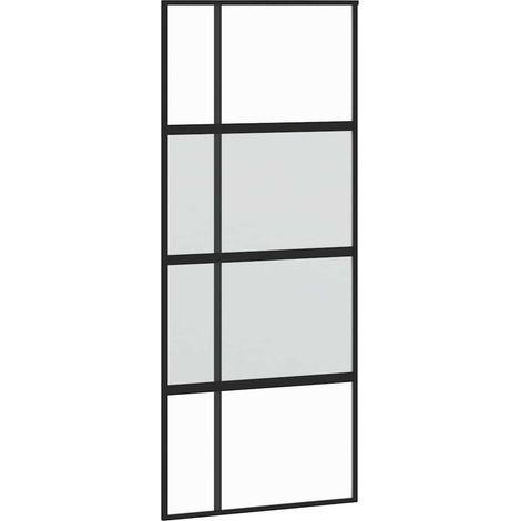 Maison Exclusive - Schiebetür Schwarz 90x205 cm Hartglas und Alum