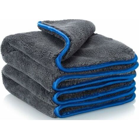 Chiffon en Microfibre Voiture，1200GSM Chiffon de Polissage， Pièces Microfibre Sechage Voiture - Super Absorbant Ne Laisse Pas De Taches d'eau, 40x40cm Bleu, 2 pcs
