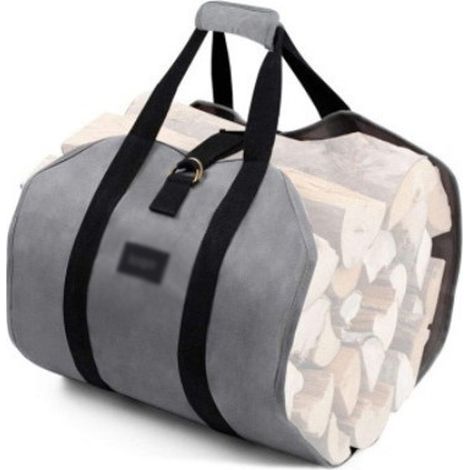 Sac de Transport pour Bois de Chauffage, Sac pour Bois de Cheminée, Toile Sac à Bûche, Sac Transport Résistant à Eau, Accessoires de Cheminée Pliables, Idéal pour Poêles, Camping(Gris,99.1×45.7cm) (1/2)