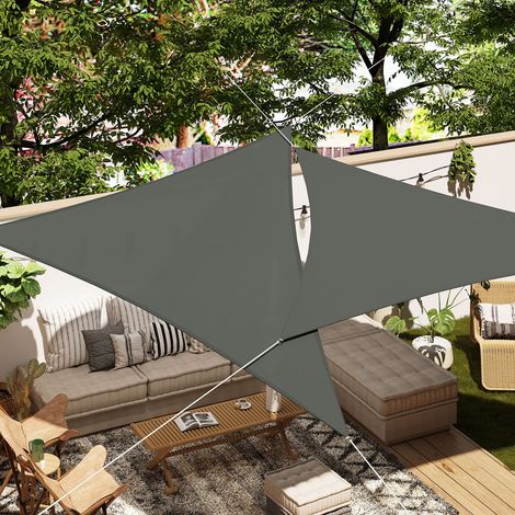 WOLTU Sonnensegel Sonnenschutz aus PES, 200 g/m² Polyester, 95% UV Schutz, Wasserabweisend, für Terrasse, Garten, Balkon, Camping, 5x7x7m, Dunkelgrau (1/5)