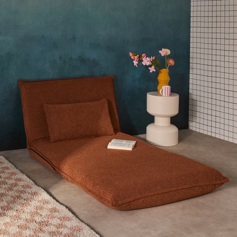 Chauffeuse convertible 1 place en bouclette texturée terracotta L 99 x P 80 x H 66 cm - Fleeep (1/5)