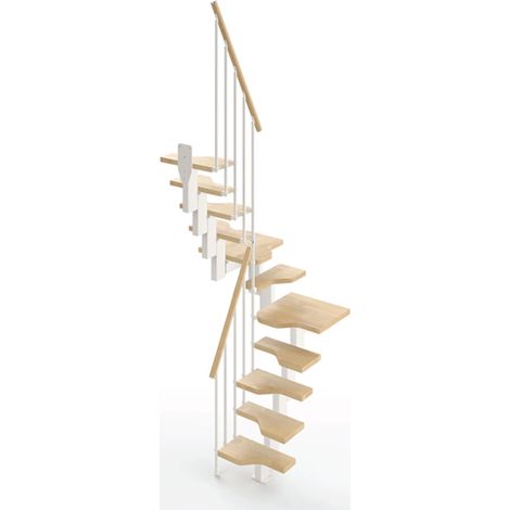 Sambatreppe aus Buchenholz 9 stufenanzahl - Zu erreichend Höhe 2.01 à 2.37m - Breite 61cm - Holz und weiß - MINI61/U/SBMNAT-9