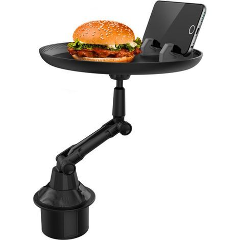 Plateau Porte-gobelet de Voiture, Table de Plateau de Voiture pour Manger avec Fente pour Téléphone Portable Universel Réglable Plateau pivotant à 360° pour Véhicule