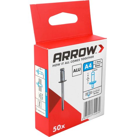 Arrow Blindniete Typ RA Ø 4 x 8 mm Aluminium 50 Stück (1/3)