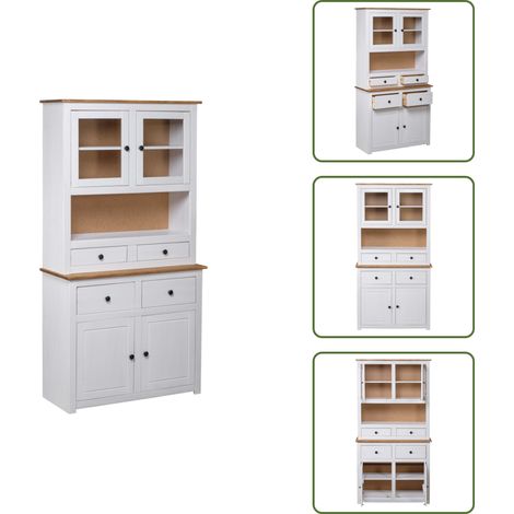 Credenza per soggiorno - vidaXL Credenza Bianca 93x40,5x180 cm in Legno Massello di Pino Panama - Credenza con cassetti