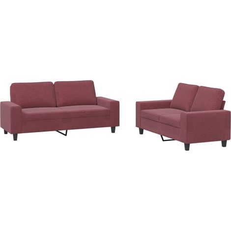 Maison Exclusive - Set di Divani 2 pz Rosso Vino in Tessuto