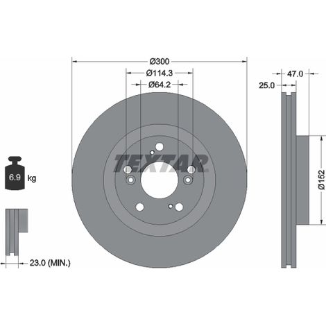 Lot de 2 Disques de frein Textar 92125000 ACURA 45251S6MA10 45251SPAH50