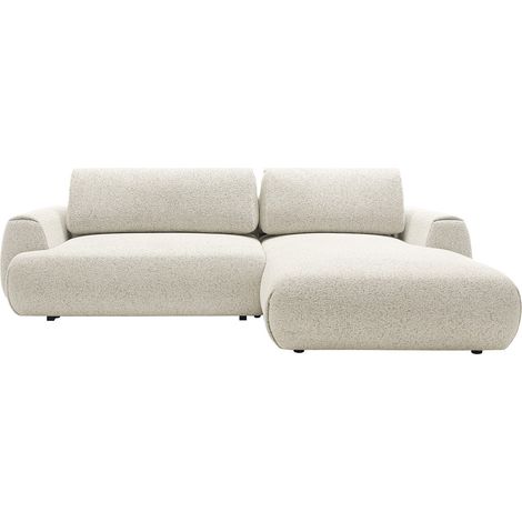 Canapé d'angle droit convertible en tissu chiné beige MONELIA (1/4)
