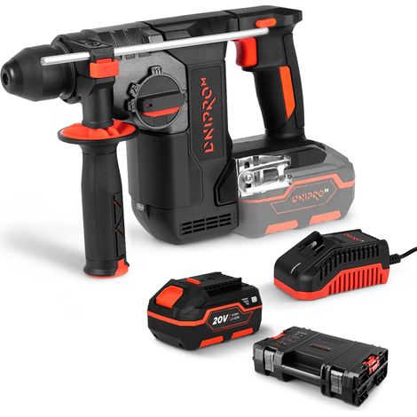 Dnipro-M Martillo Perforador 20V SDS Plus 2,5 Joule, 4800 BPM, Brushless, Batería 4Ah, Cargador y Caja – DHR-202BC ULTRA
