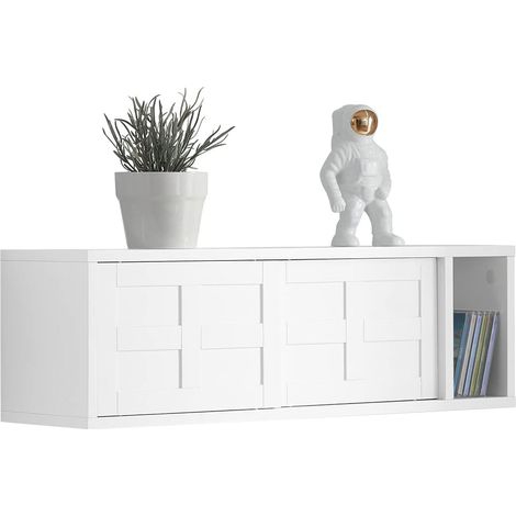 SoBuy Wall Cabinet Cupboard Wall Shelf with Sliding Doors,FHK18-W