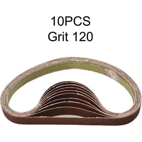 Bandes Abrasives - 15 x 452 mm - Grains 60 à 600 - Pour Ponceuse à Bande - Bois Métal Cuir - 10 Pièces