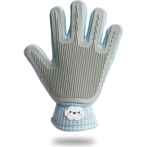 2-in-1 Tierhaarentfernungshandschuh (für Hunde, Katzen, Pferde und Kaninchen) - Effektiver Katzenpflegehandschuh, Bade- und Massagegerät (1 Stück, blau) (1/5)