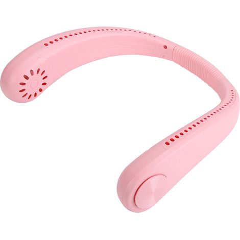 Ventilateur de cou USB sans pales, silencieux et portable, réglable à 360°, léger et portable, idéal pour le bureau, le sport et les voyages. Rose. (1/5)