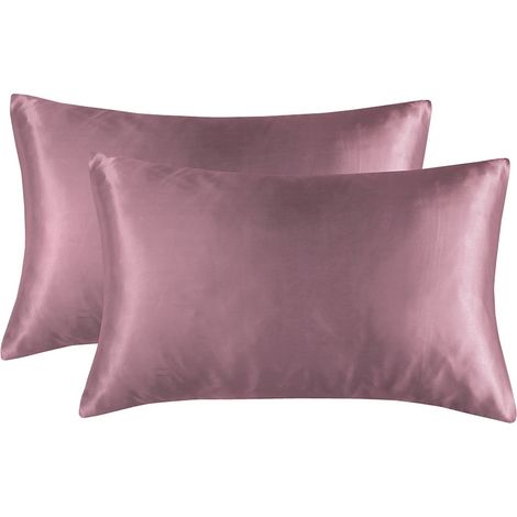 Taies d'oreiller de couleur unie pour les soins des cheveux et de la peau, taies d'oreiller douces et respirantes (2 pièces)