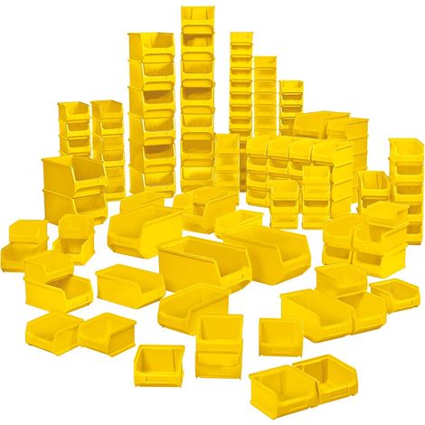 BRB Lot de 100 boîtes transparentes « professionnelles », qualité industrielle, couleur jaune, 55 x LB6 + 35 x LB5 + 10 x LB4 (1/3)