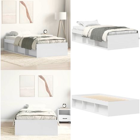 Cadre de lit sans matelas blanc 90x190 cm - Cadre De Lit - Lit Double - Lit Blanc - Meuble Chambre - Rangement Sous Lit - Home & Living (1/5)