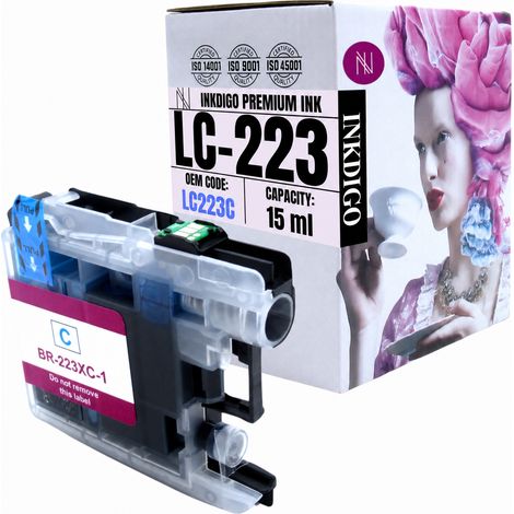 Inchiostro Inkdigo LC223XLC compatibile con Brother DCP-J4120DW MFC-J1140W, certificato TÜV. (1/5)