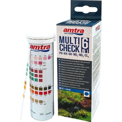 Set 6 pezzi Amtra Multicheck Test rapido per i principali valori dell’acqua degli acquari d’acqua dolce – 50 test