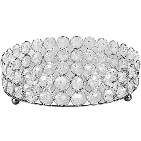 Plateau de présentation métallique miroir 8 pouces pour cosmétiques, bijoux, parfums et accessoires, structure soudée argentée. (1/5)