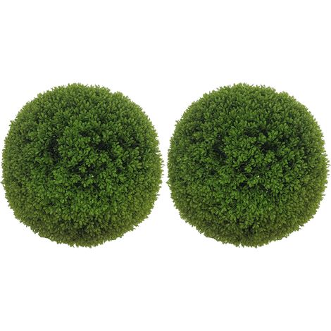 Set di 2 sfere di bosso artificiale, 40 cm, per decorazione interna o esterna, verde scuro