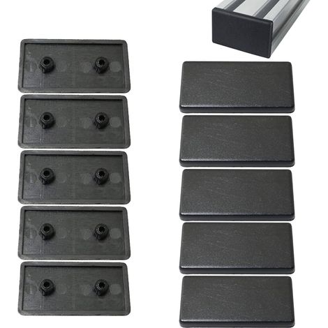 Set of 10 black aluminum extrusion tips for 2040 series, plastic and aluminum profile caps, T-bar accessories (1/5)
