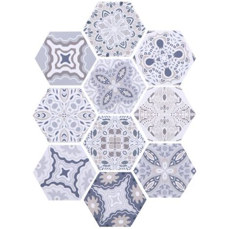 BUNTHAUS Autocollant de carrelage à motif Hexagonal, imperméable, antidérapant, décoration murale pour salle de bains et cuisine (1/5)