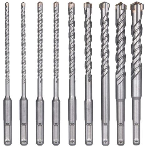 BUNTHAUS Forets à Béton, 9PCS (5 mm  16x160 mm) Foret Carrelage, Foret à Percussion Électrique SDS-Plus pour Perforateur, Forets Transversaux pour Béton, Brique, Pierre, Naturelle, Métal (1/5)