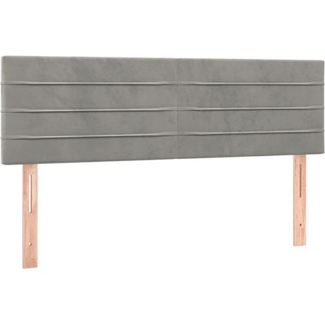 Cabecero complemento de dormitorio mueble de dos piezas 72 x 5 x 78/88 cm tejido de terciopelo gris claro TDL0206424 (1/5)