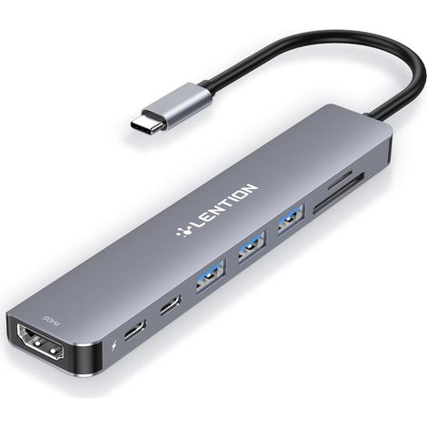 Hub USB C HDMI 4K@60Hz, 4 USB 3.0 5Gbps, Lecteur de Carte SD/TF (1/5)