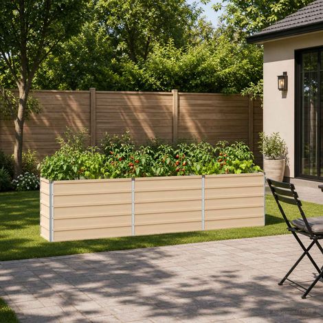 Jardin surélevé Ivoire 240 x 40 x 55 cm acier laminé à froid (1/5)