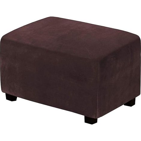 (marron Fonc)housses De Pouf Extensibles Housse Ottomane En Velours Housse De Repose-pieds Rectangle Housse De Protection Pour Repose-pieds (1/5)