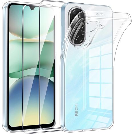 Coque pour Xiaomi Redmi A5 4G avec 2 Pièces Protection Écran en Verre Trempé,Ultra Transparente Silicone en Gel TPU Souple pour Xiaomi Redmi A5 4G Couqe,Antichoc Anti-Jaune Etui Bumper (1/5)