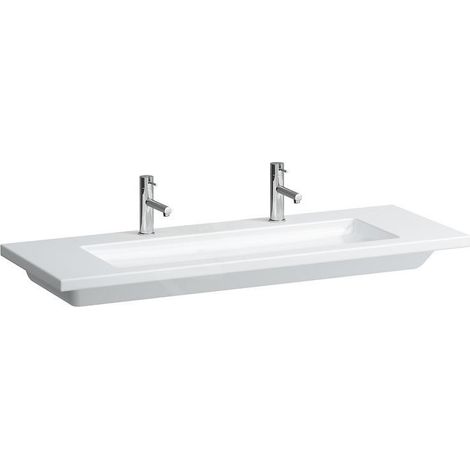 Laufen Living - Double-lavabo à poser, 1300x480 mm, avec 2 trous pour robinetterie, s LCC, blanc H8164364001071 (1/3)