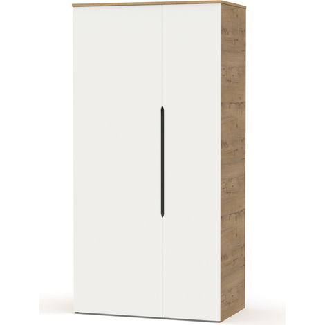 Armoire, placard coloris chêne doré, blanc - Longueur 100 x Profondeur 57 x hauteur 200 cm -PEGANE- (1/5)